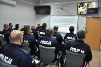 Słuchacze w sali wykładowej w Szkole Policji w Katowicach.